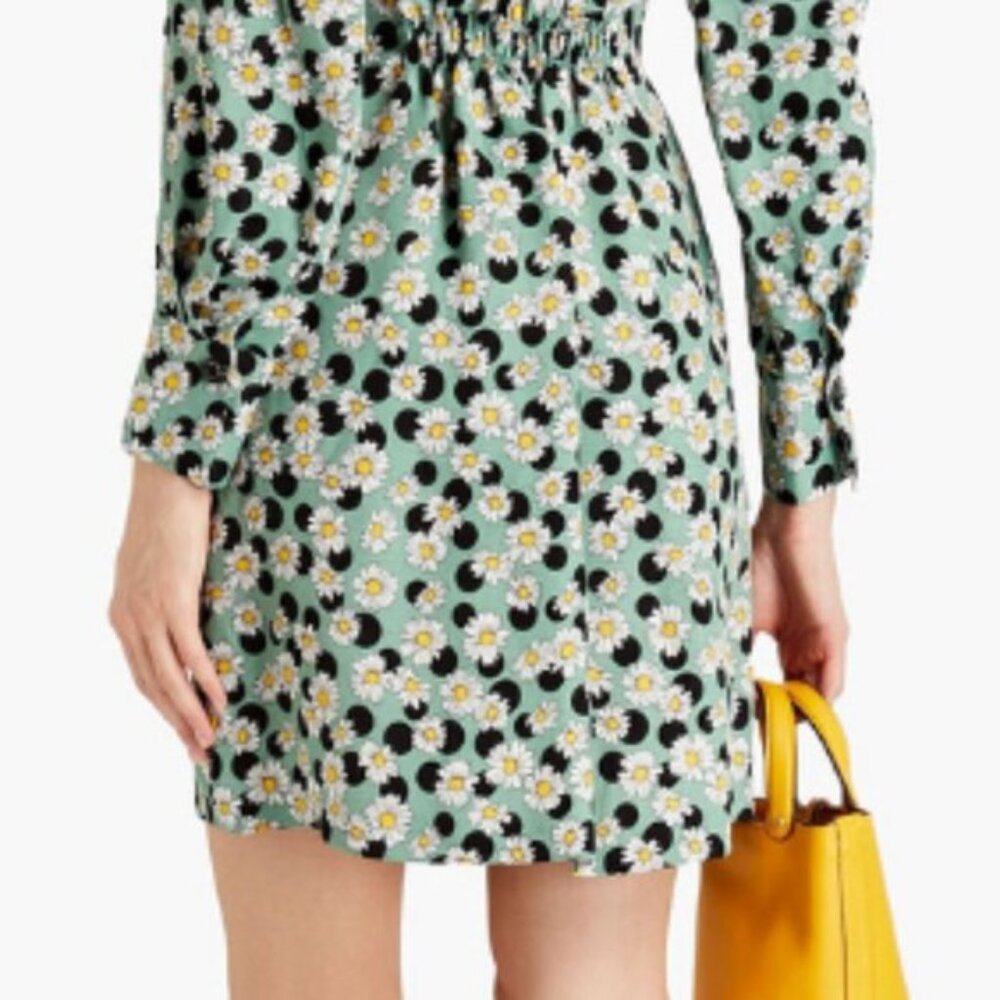 Dress  Polka-dot  Floral-print  Linen-blend  Ruched  Pleated back  Partially ela - Picture 10 of 15